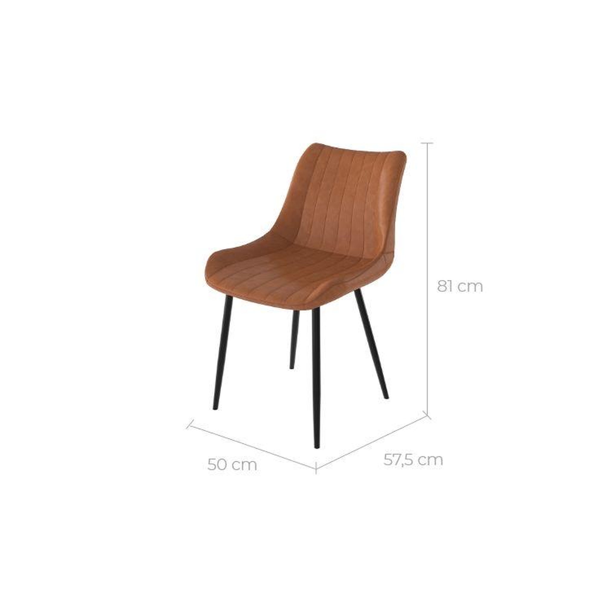 Voir la diapositive 4 : MAISON PAVANE Lot de 2 chaises en cuir synthétique camel et métal noir-killi