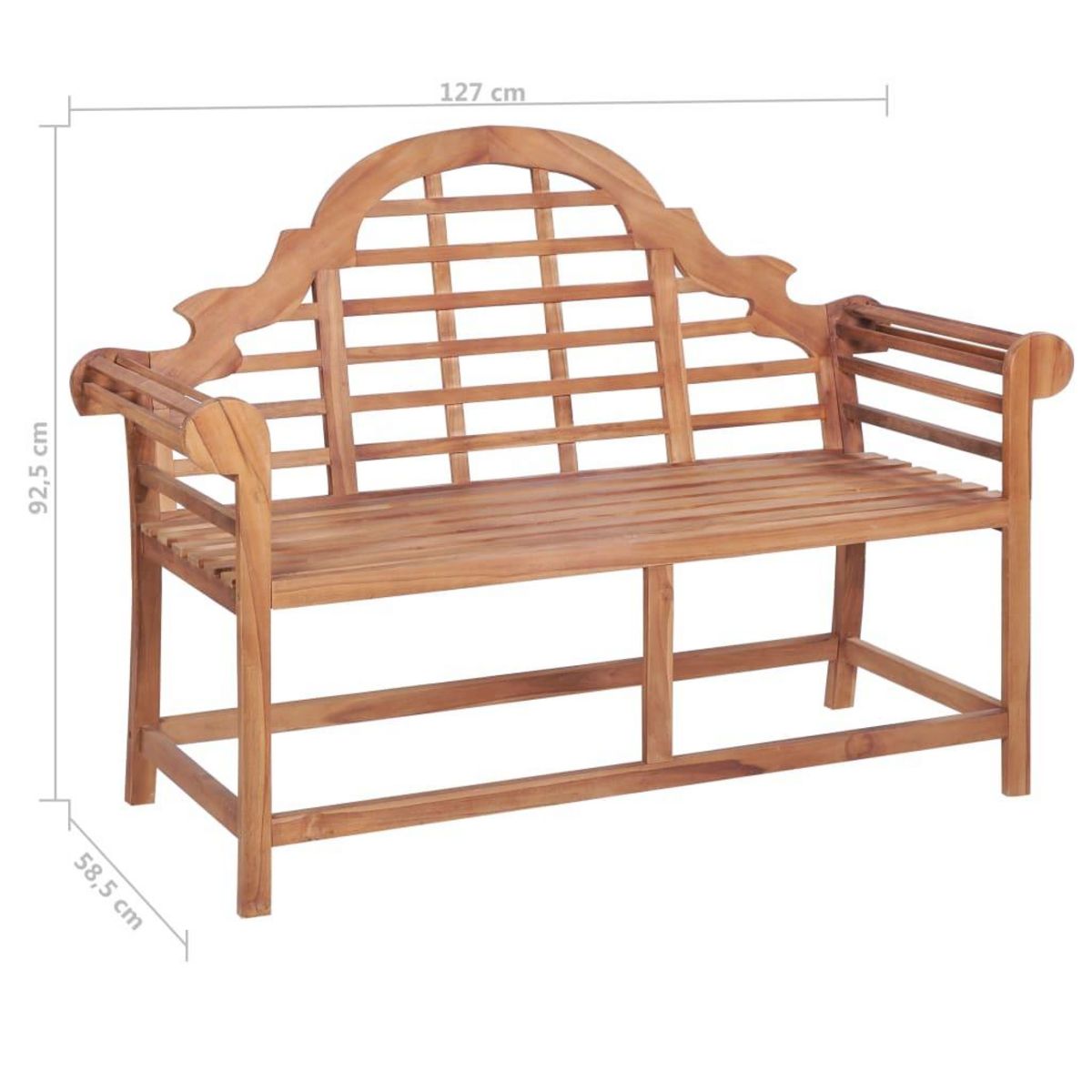 VIDAXL Banc de jardin 127x58,5x92,5 cm Bois massif de teck