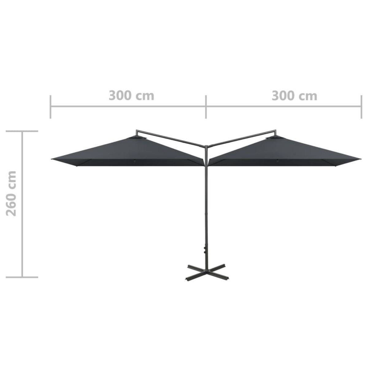 VIDAXL Parasol de jardin double avec mat en acier anthracite 600x300cm