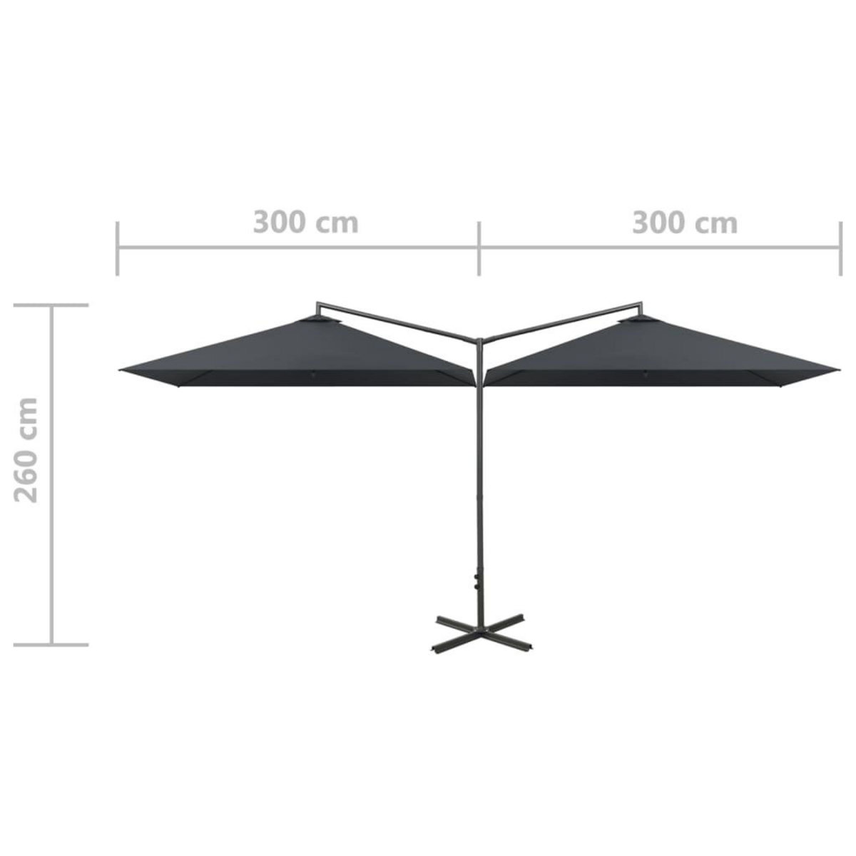 VIDAXL Parasol de jardin double avec mat en acier anthracite 600x300cm