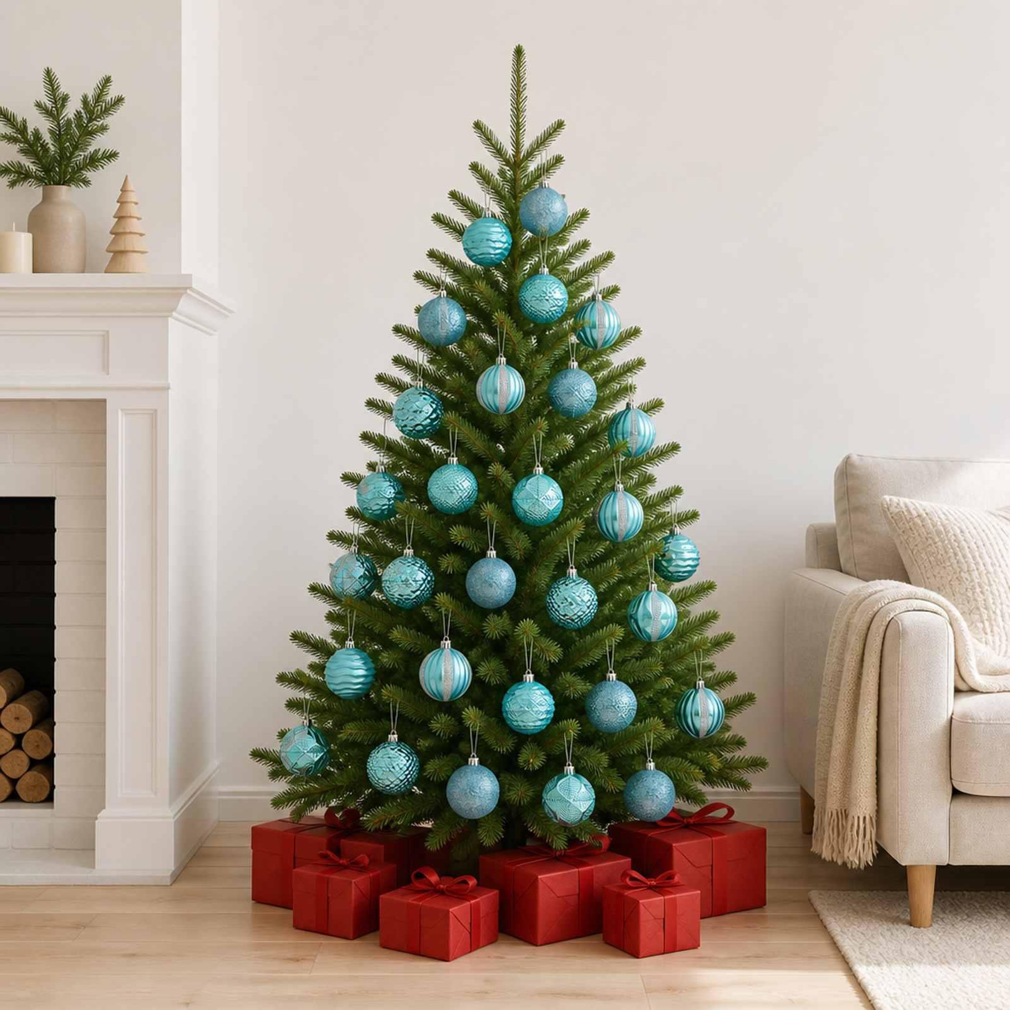 Voir la diapositive 2 : VIDAXL Ensemble de boules de Noël 36 pc Turquoise Diam. 6 cm
