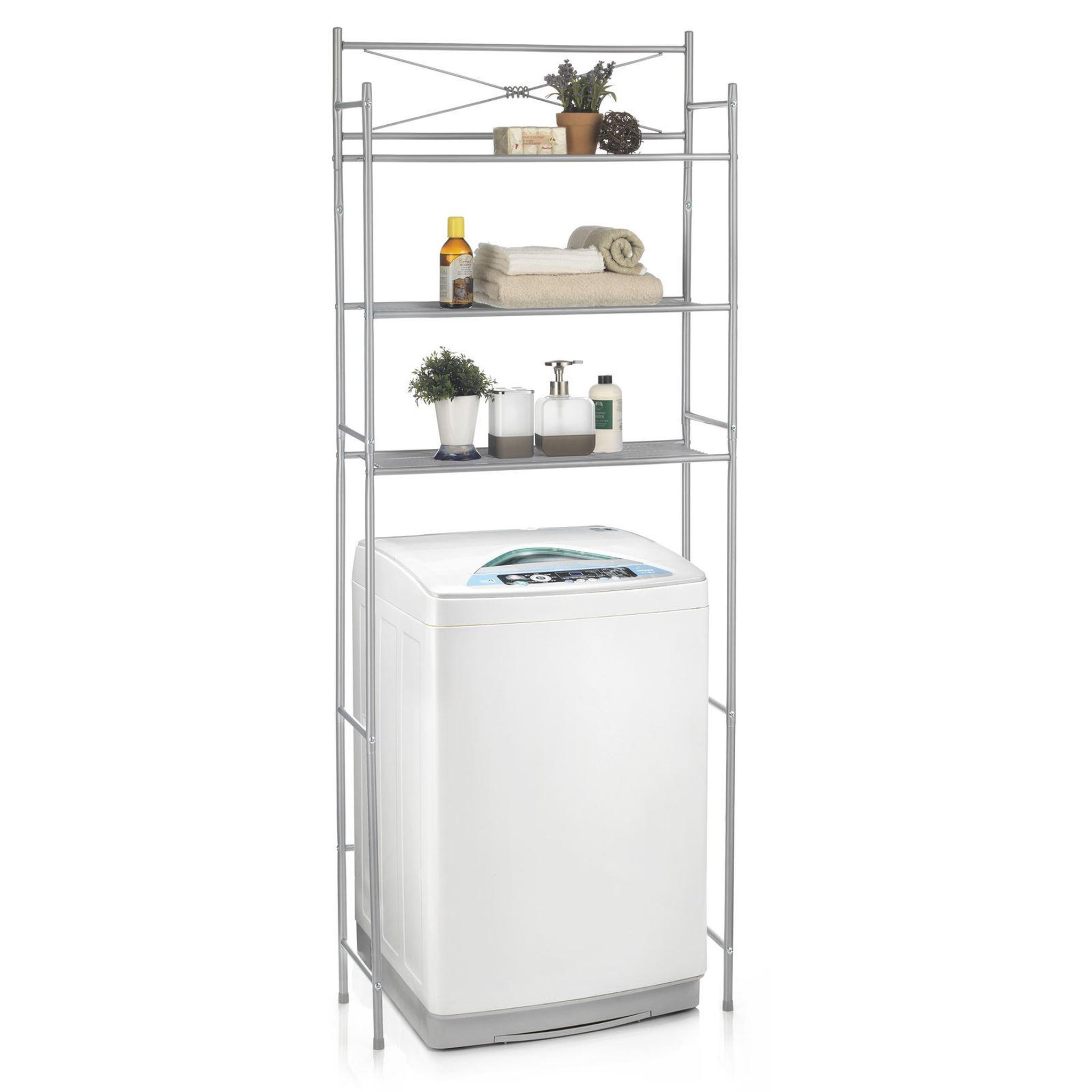 Voir la diapositive 1 : IDIMEX Etagère de salle de bain marsa, rangement pour wc/lave-linge, en métal