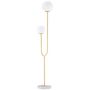 Voir la diapositive 1 : HOMCOM Lampadaire design néo-rétro 2 boules verre blanc opaque max. 25 W piètement marbre blanc acier doré
