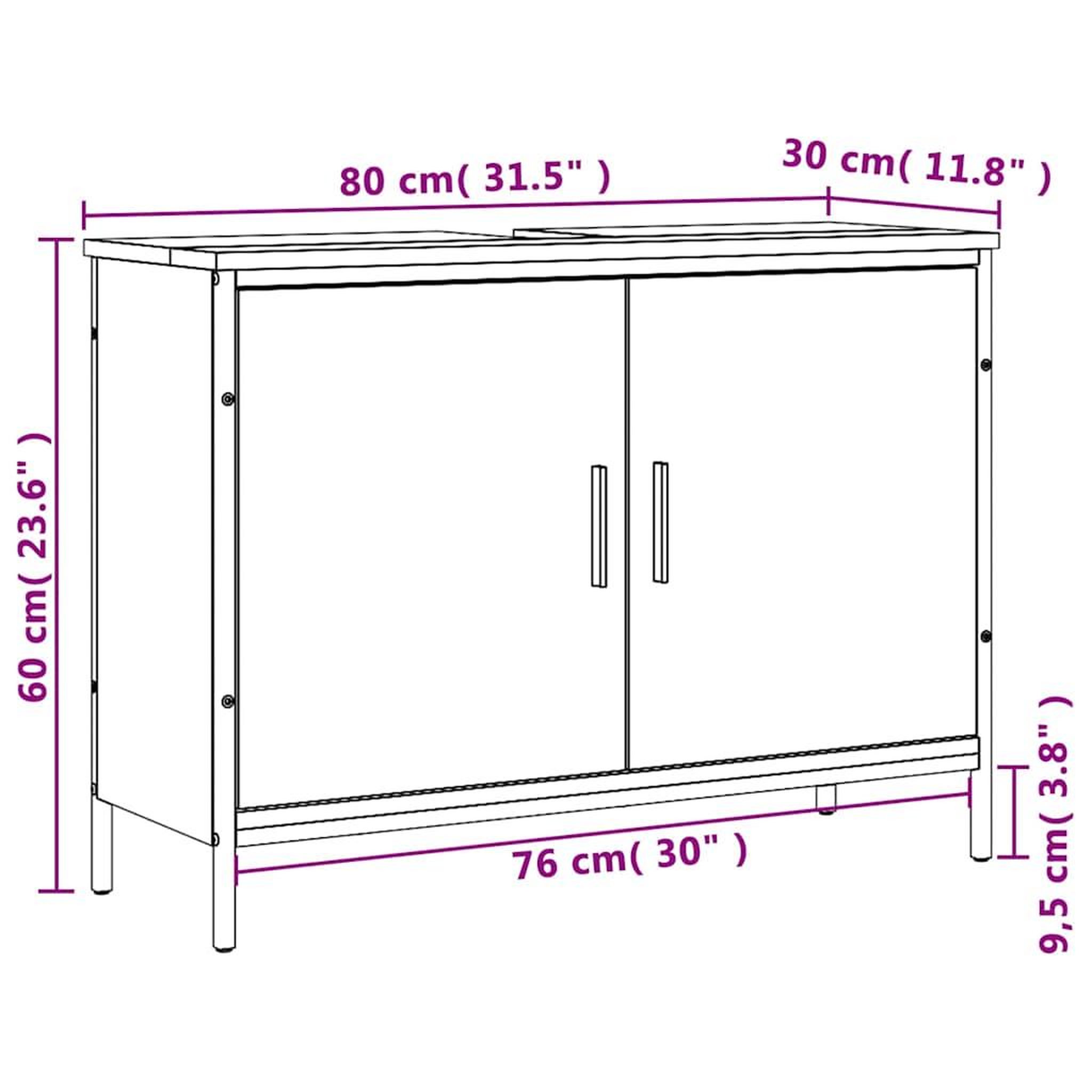 Voir la diapositive 6 : VIDAXL Armoire lavabo de salle de bain chene fume 80x30x60 cm
