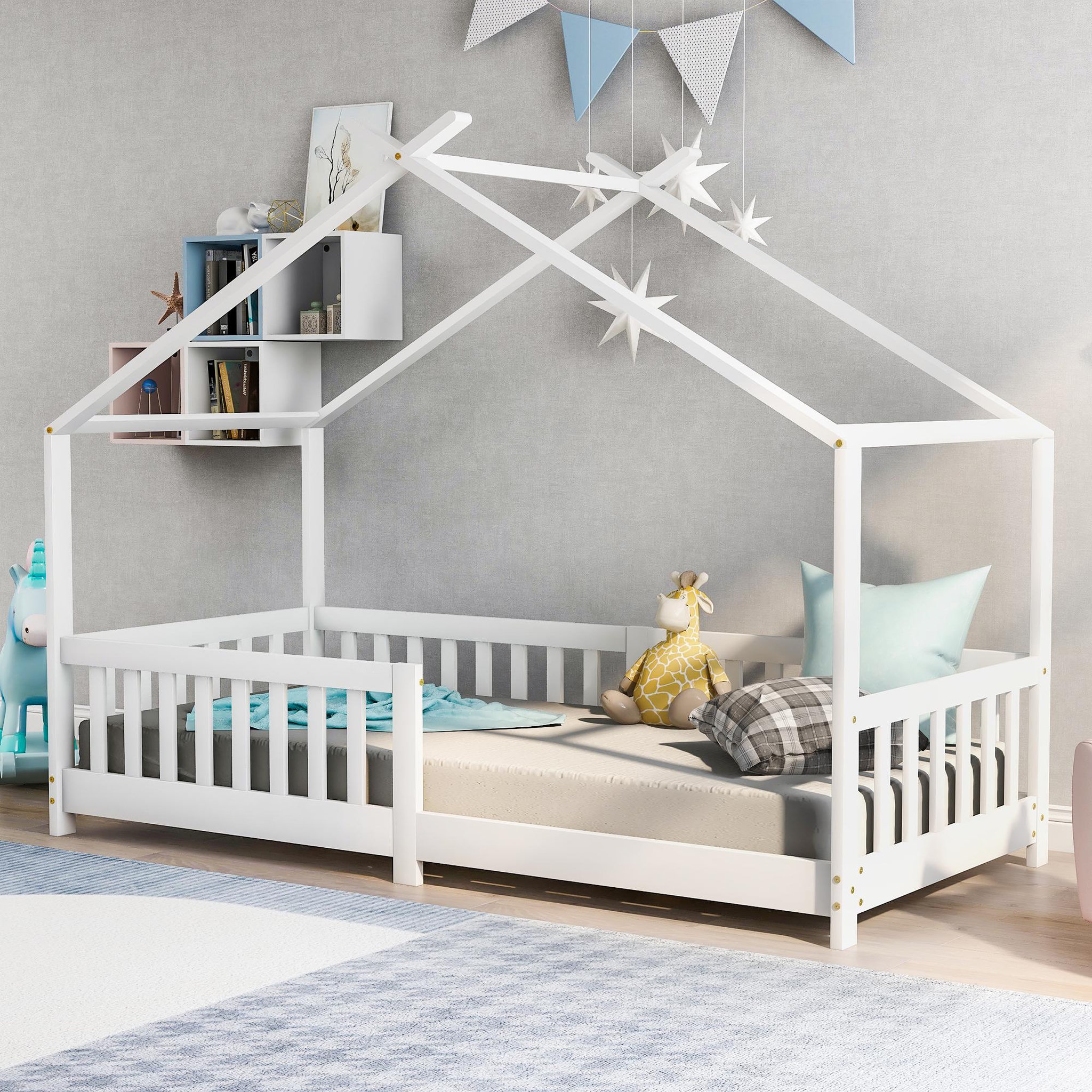 Voir la diapositive 4 : MERAX Lit cabane enfant 90x200cm