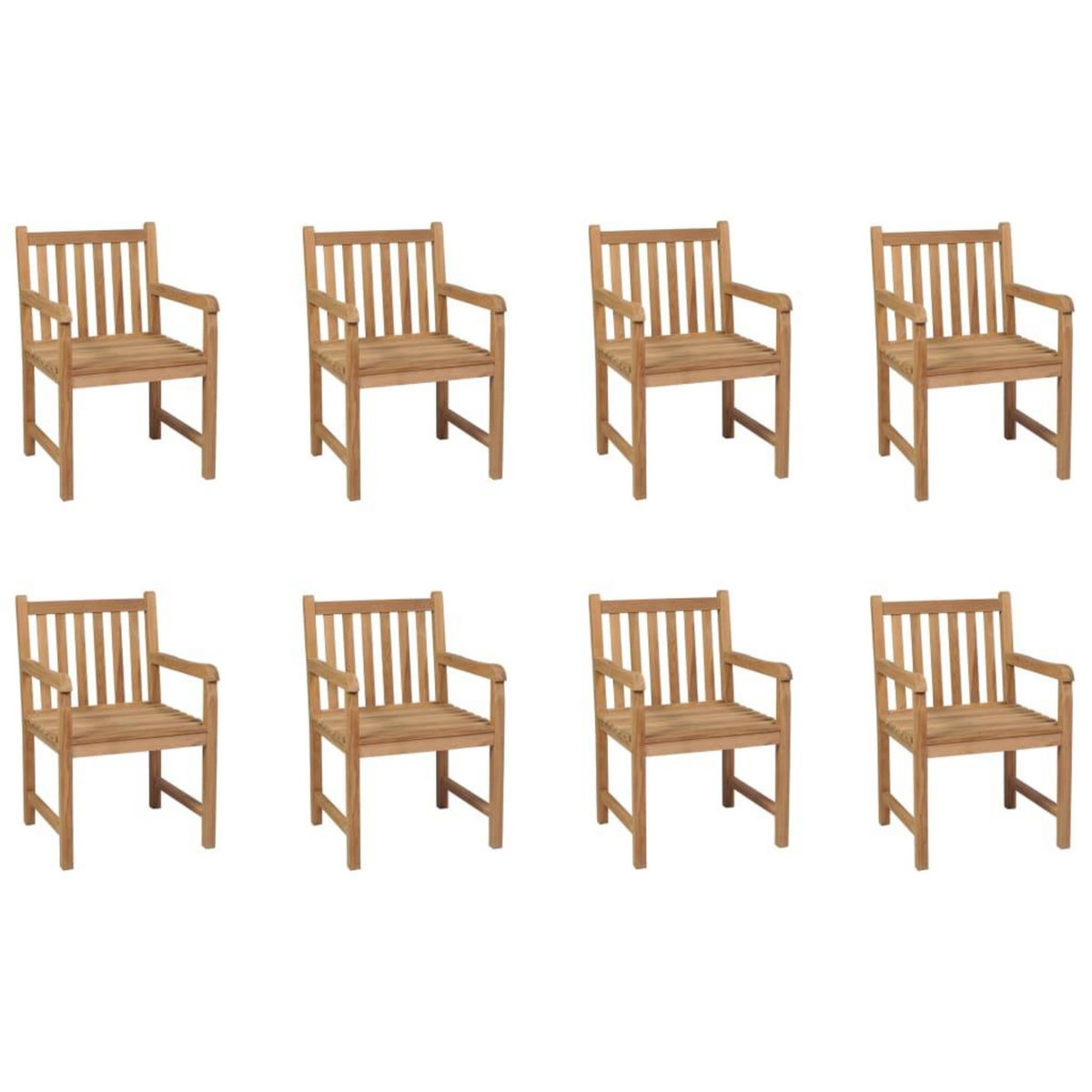 VIDAXL Chaises d'exterieur lot de 8 Bois de teck solide