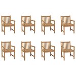 VIDAXL Chaises d'exterieur lot de 8 Bois de teck solide
