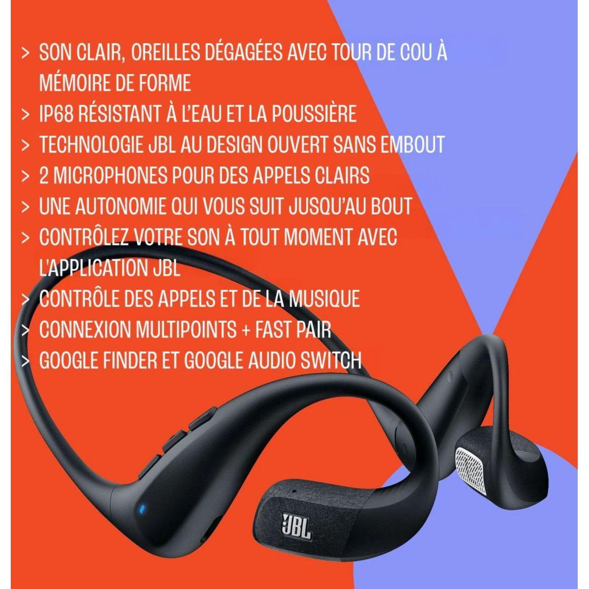 Voir la diapositive 4 : JBL Ecouteurs sport endurance pace noir