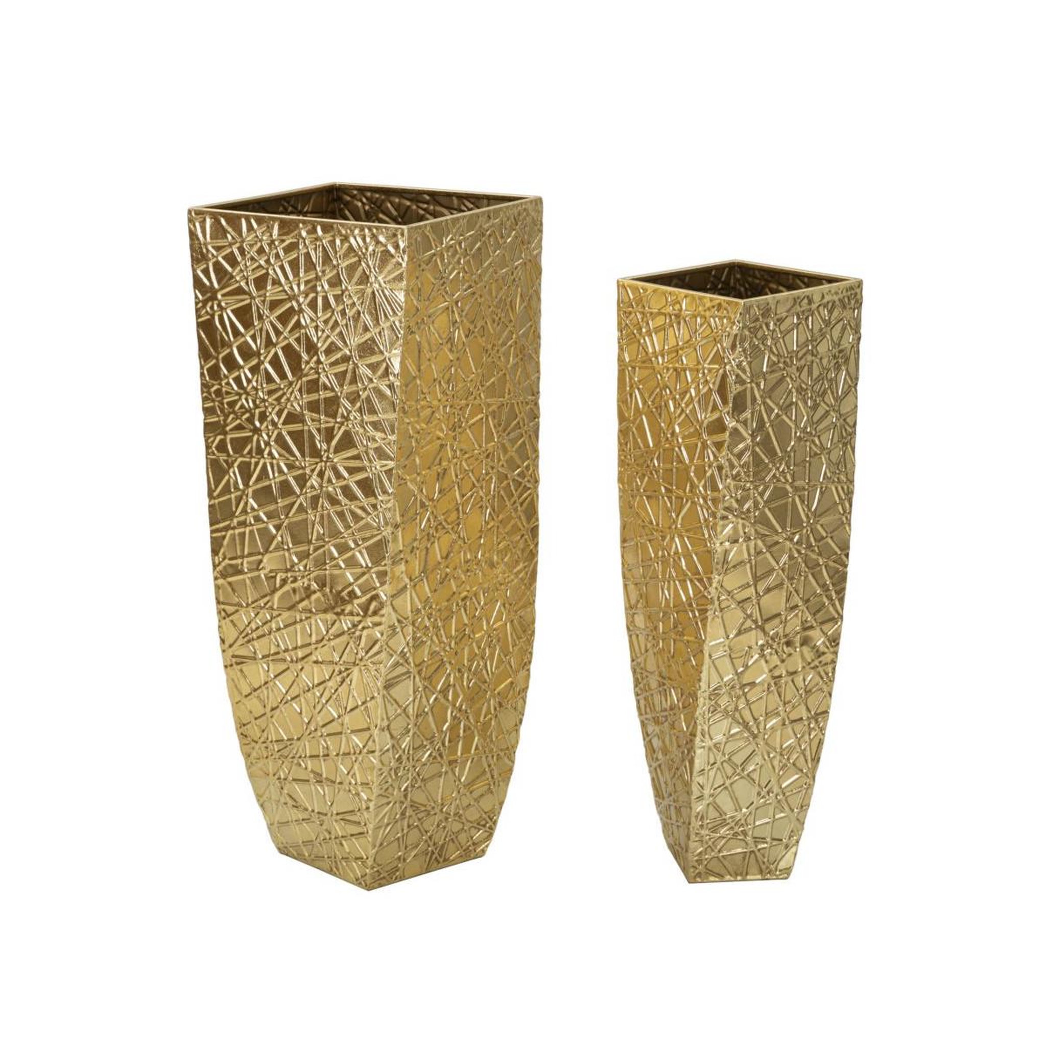 Paris Prix Lot de 2 vases en métal  squer  90cm or
