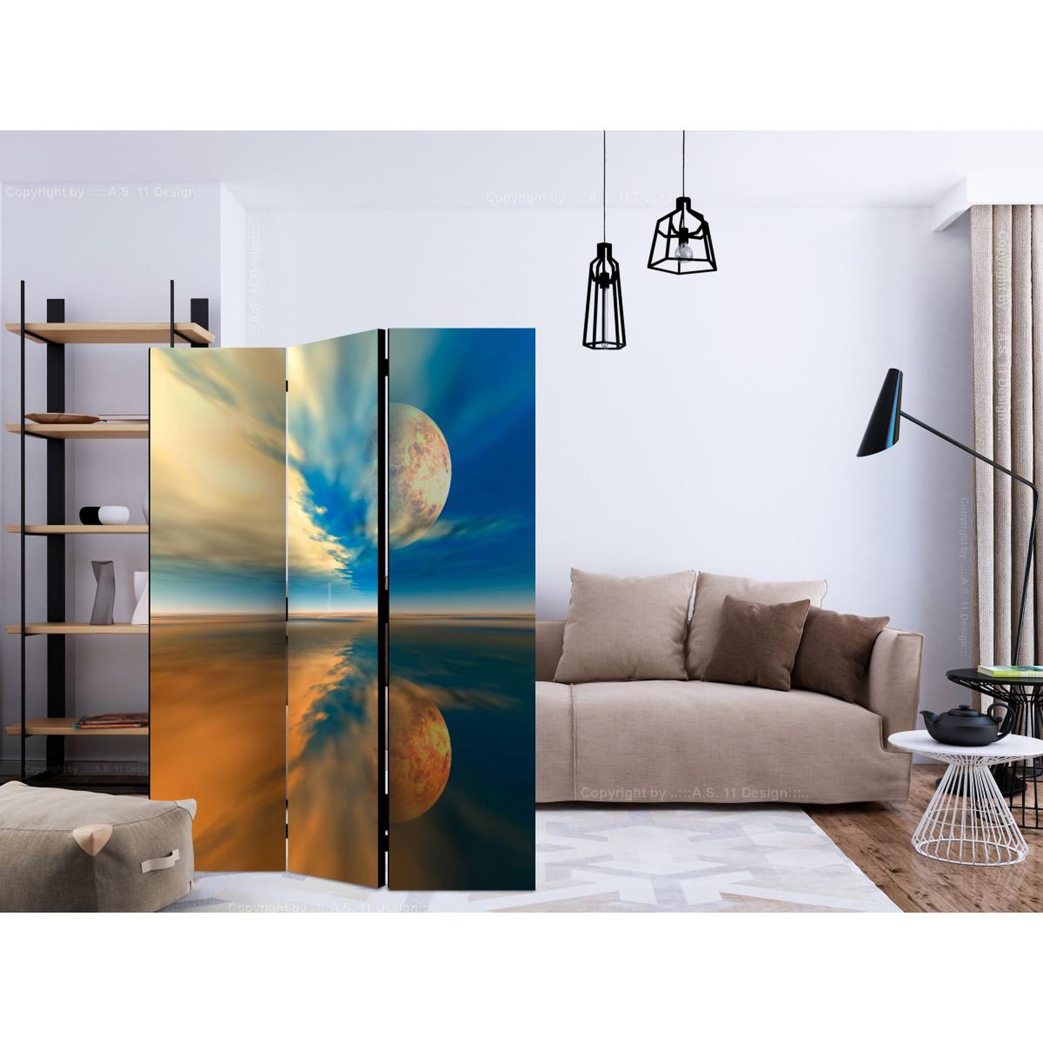 Voir la diapositive 2 : Paris Prix Paravent 3 volets  fly me to the moon  135x172cm