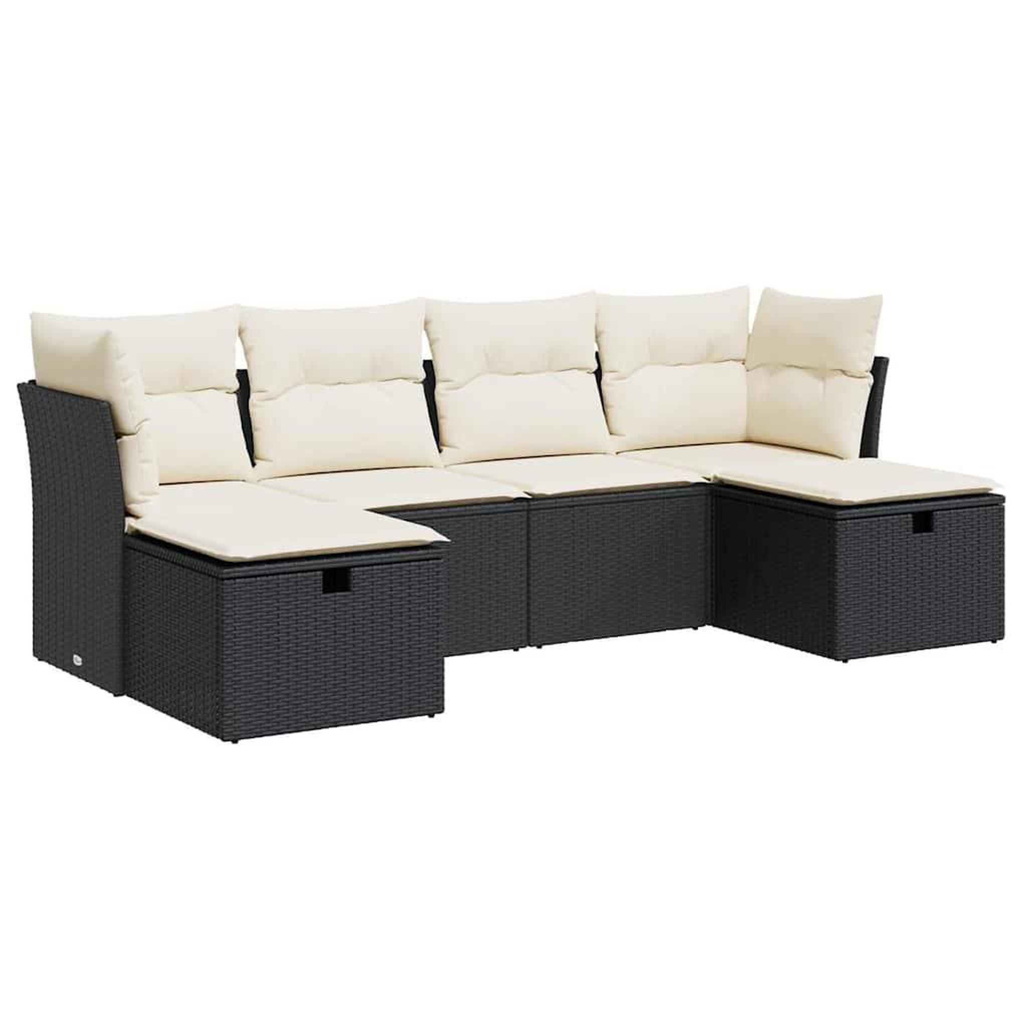 Voir la diapositive 2 : VIDAXL Salon de jardin 6 pcs avec coussins noir resine tressee