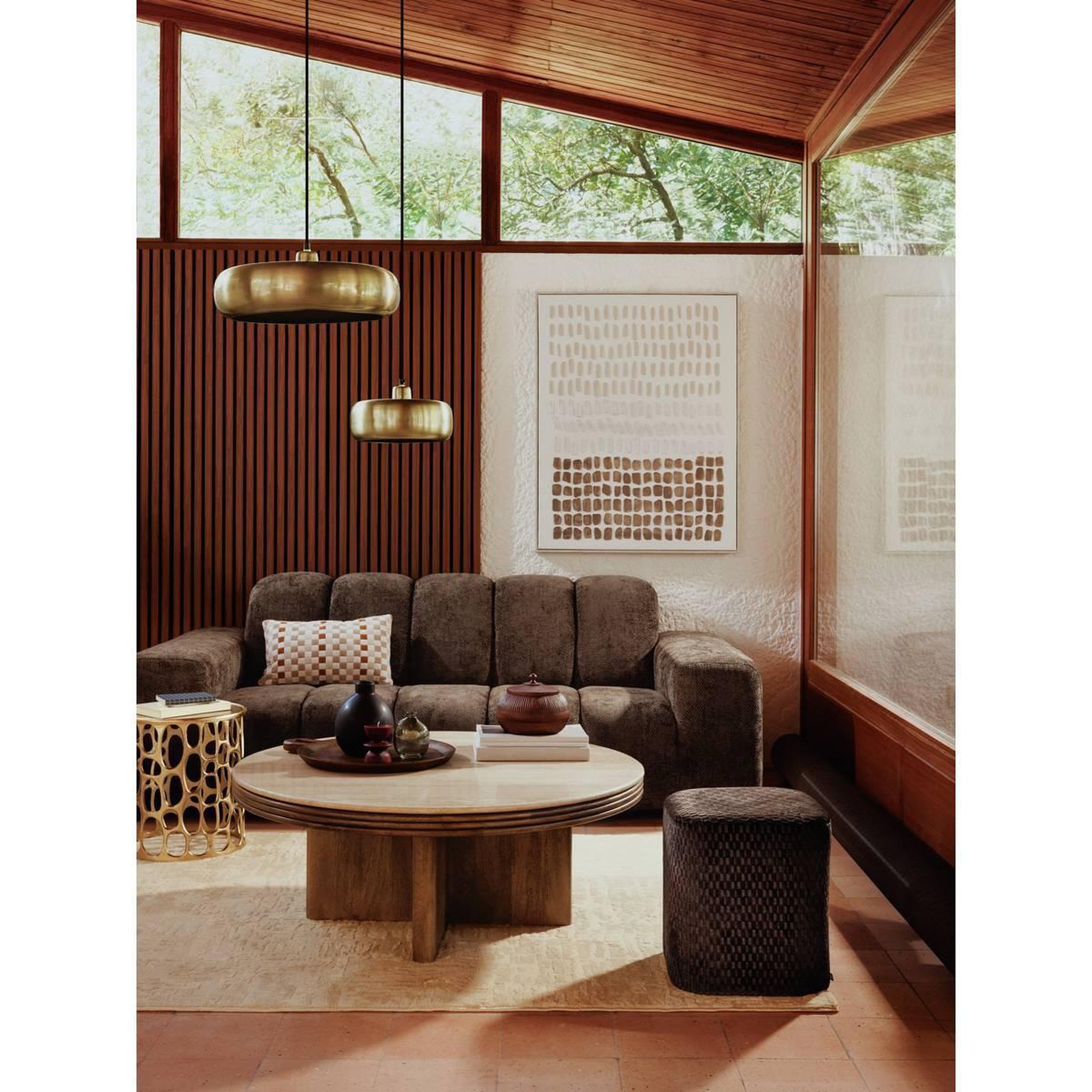 Voir la diapositive 6 : ATMOSPHERA Pouf en Velours  Selia  38cm Marron Tonka