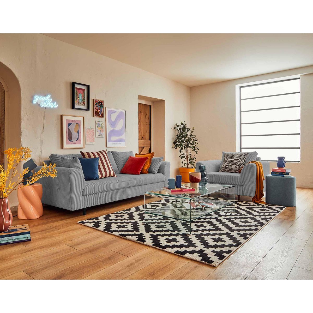 LISA DESIGN Rune - fauteuil - en velours côtelé