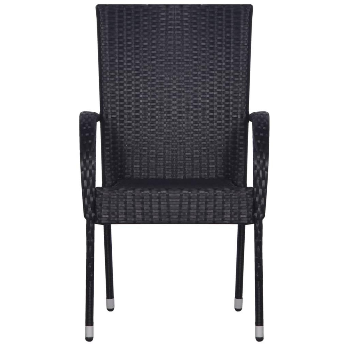 VIDAXL Ensemble a manger de jardin 7 pcs Resine tressee Noir