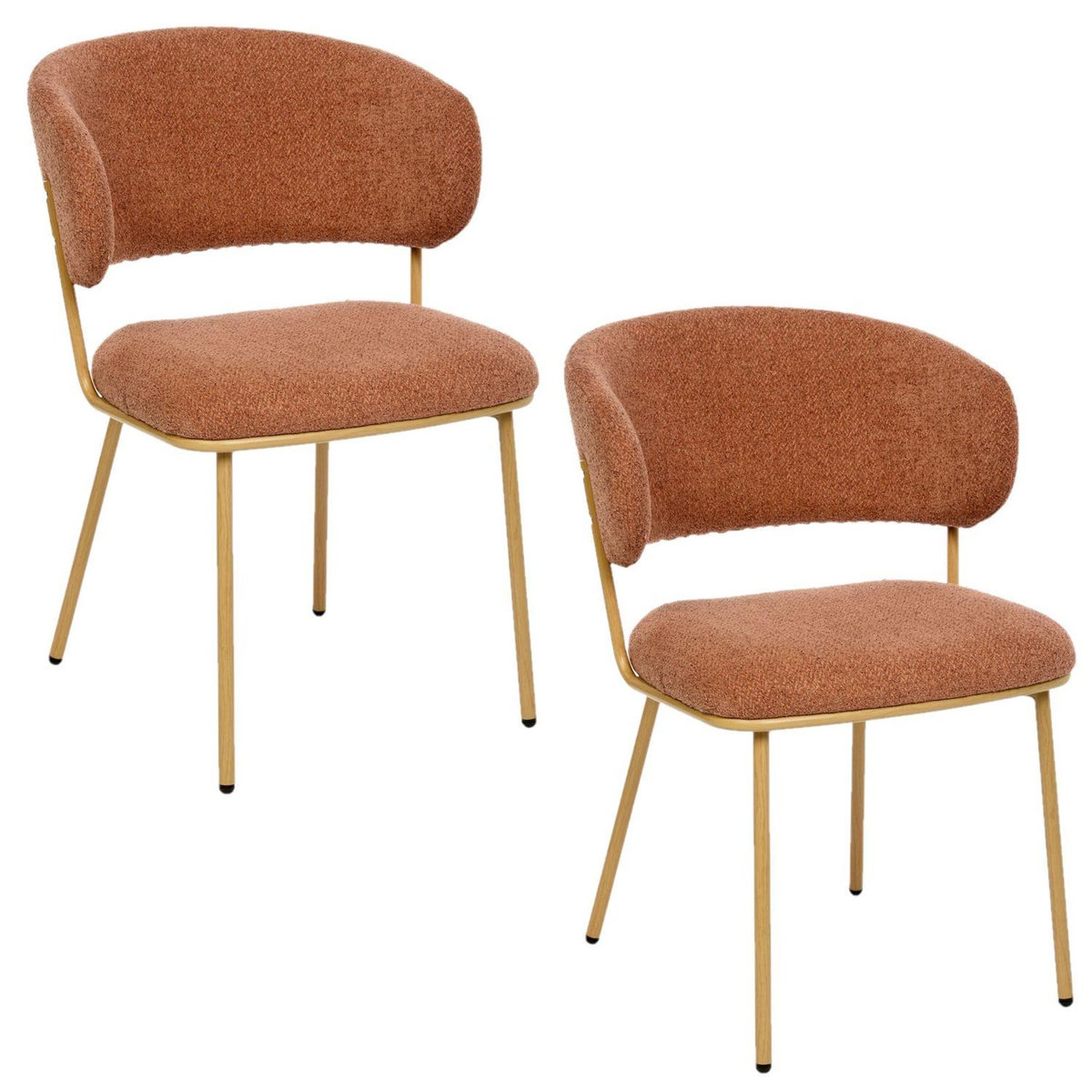 ATMOSPHERA Lot de 2 chaises en tissu chenille et pieds métal ALBA