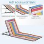 Voir la diapositive 6 : OUTSUNNY Lot de 2 tapis de plage rembourrés - dossier inclinable 5 positions - sac transport inclus - acier polyester multicolore