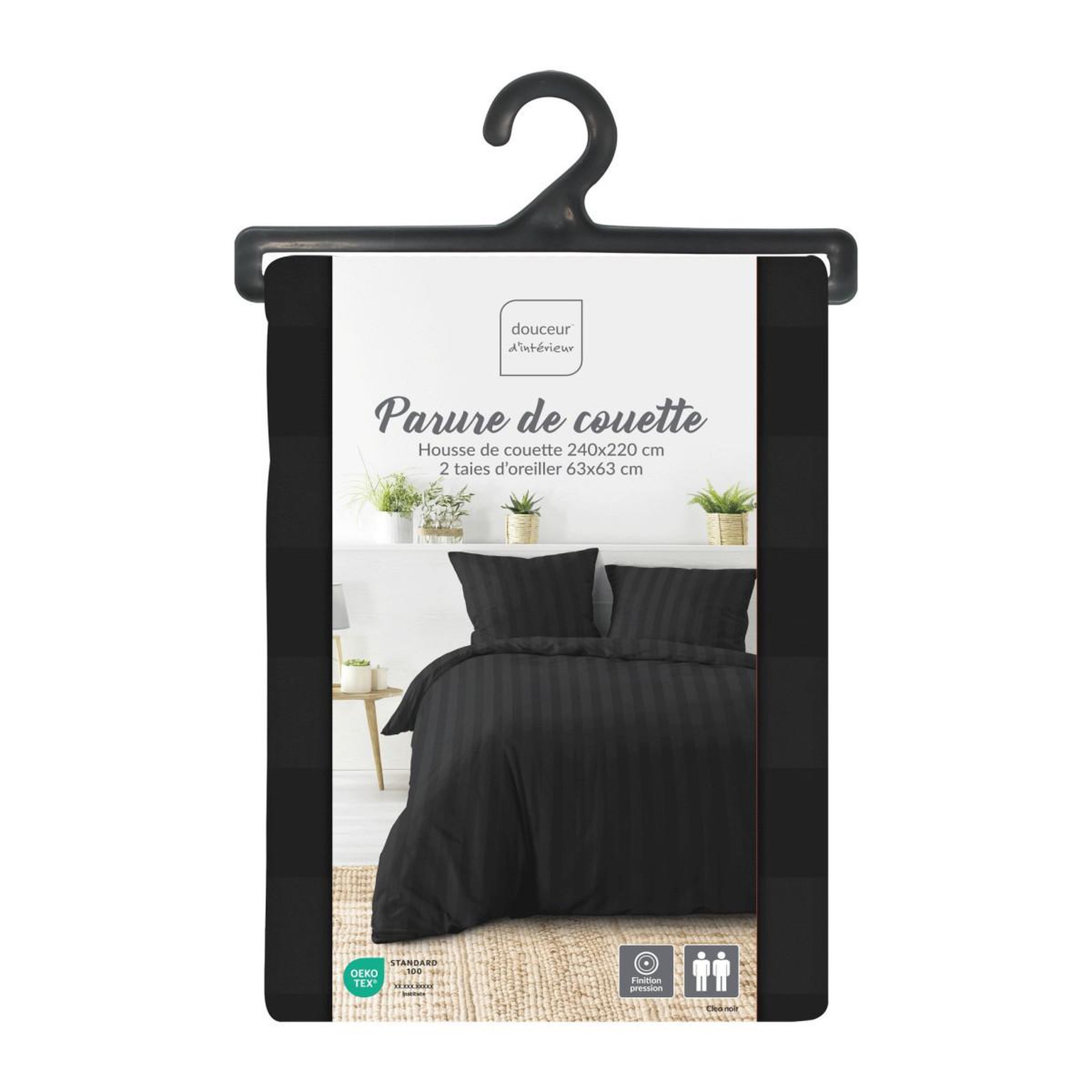 Voir la diapositive 4 : Douceur d'Intérieur Parure de lit 3 pièces  cleo  240x220cm noir