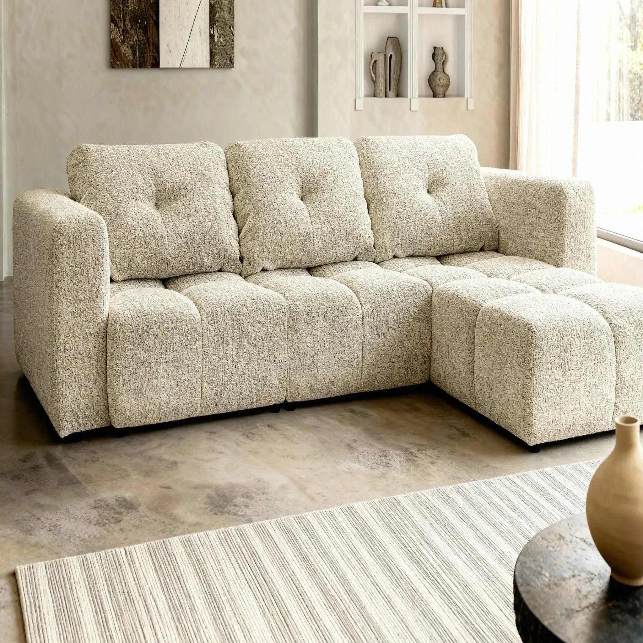 Voir la diapositive 5 : CASANOVA PARIS Romy 4 places - canapé d'angle convertible tissu chenille 4 places