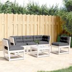 VIDAXL Salon de jardin 5 pcs avec coussins blanc bois massif de pin
