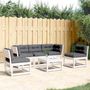 Voir la diapositive 1 : VIDAXL Salon de jardin 5 pcs avec coussins blanc bois massif de pin