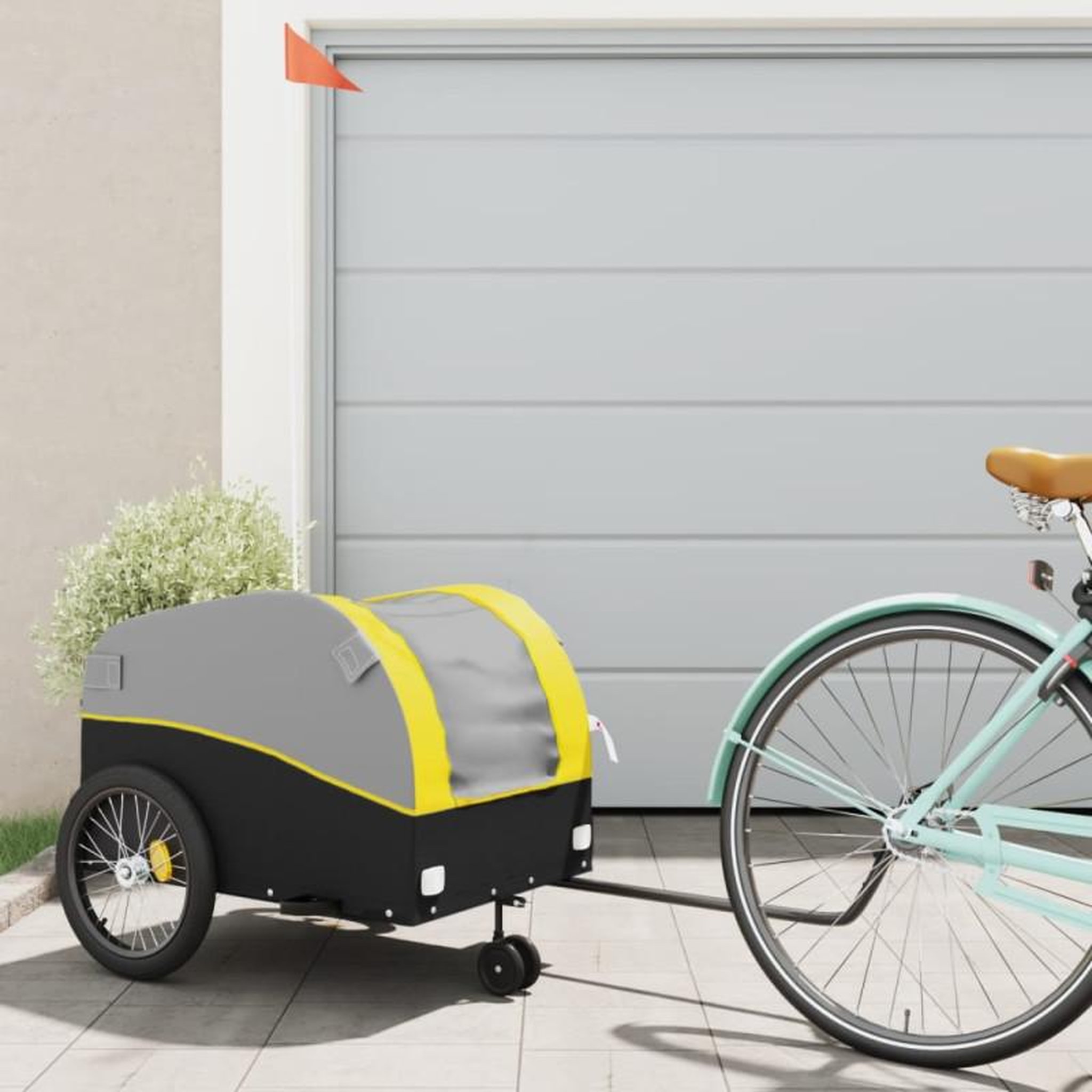 VIDAXL Remorque de vélo noir et jaune 45 kg fer