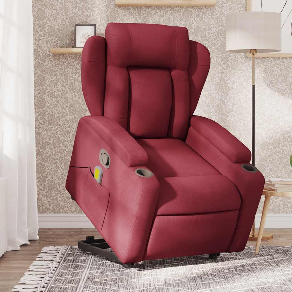 VIDAXL Fauteuil inclinable de massage Rouge bordeaux Tissu
