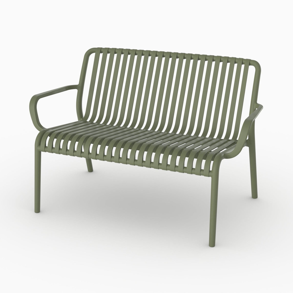 Rendez vous déco Banquette de jardin en plastique vert kaki 2 places-Ivy