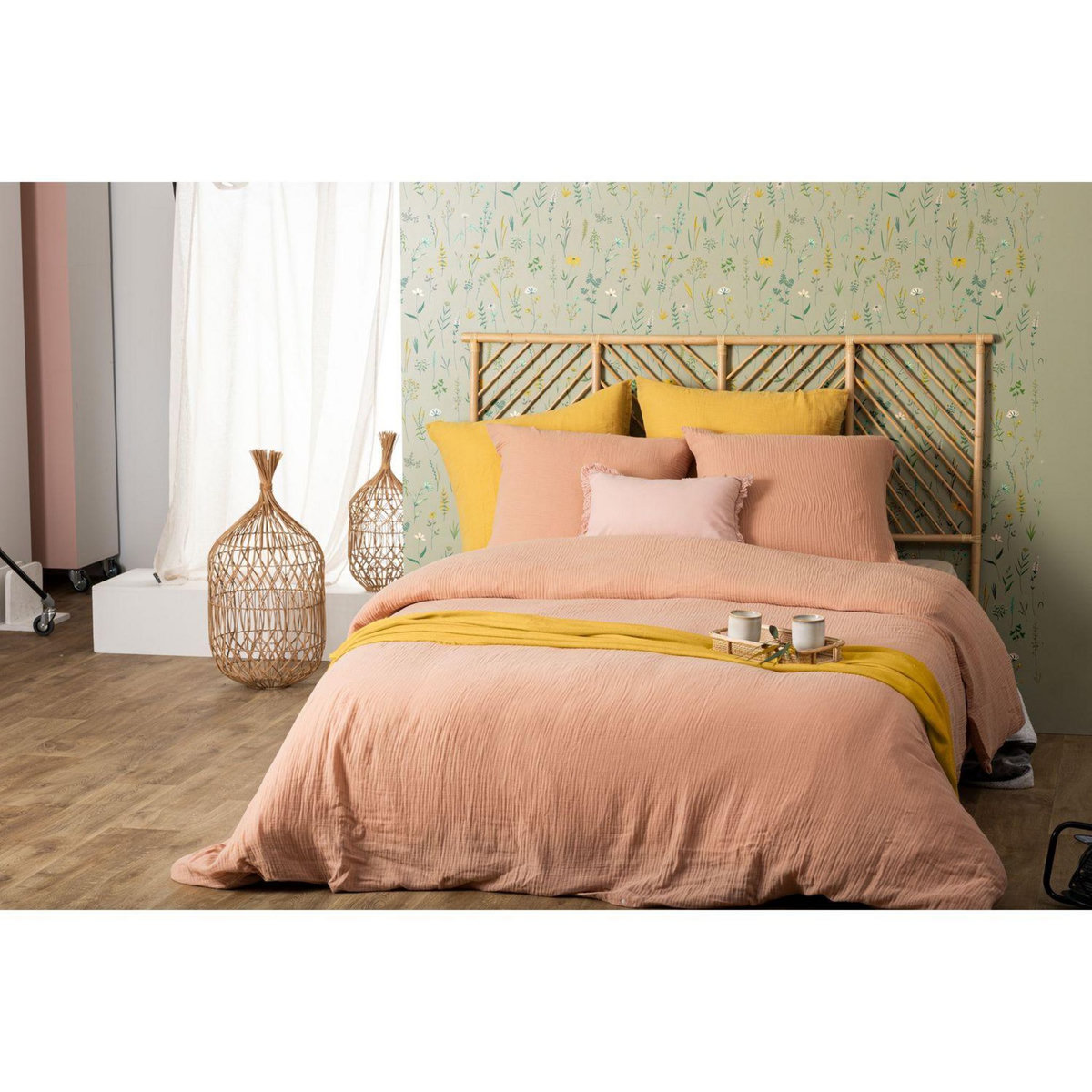 ATMOSPHERA Housse de couette 2 places Morning Sunshine 100% Lin