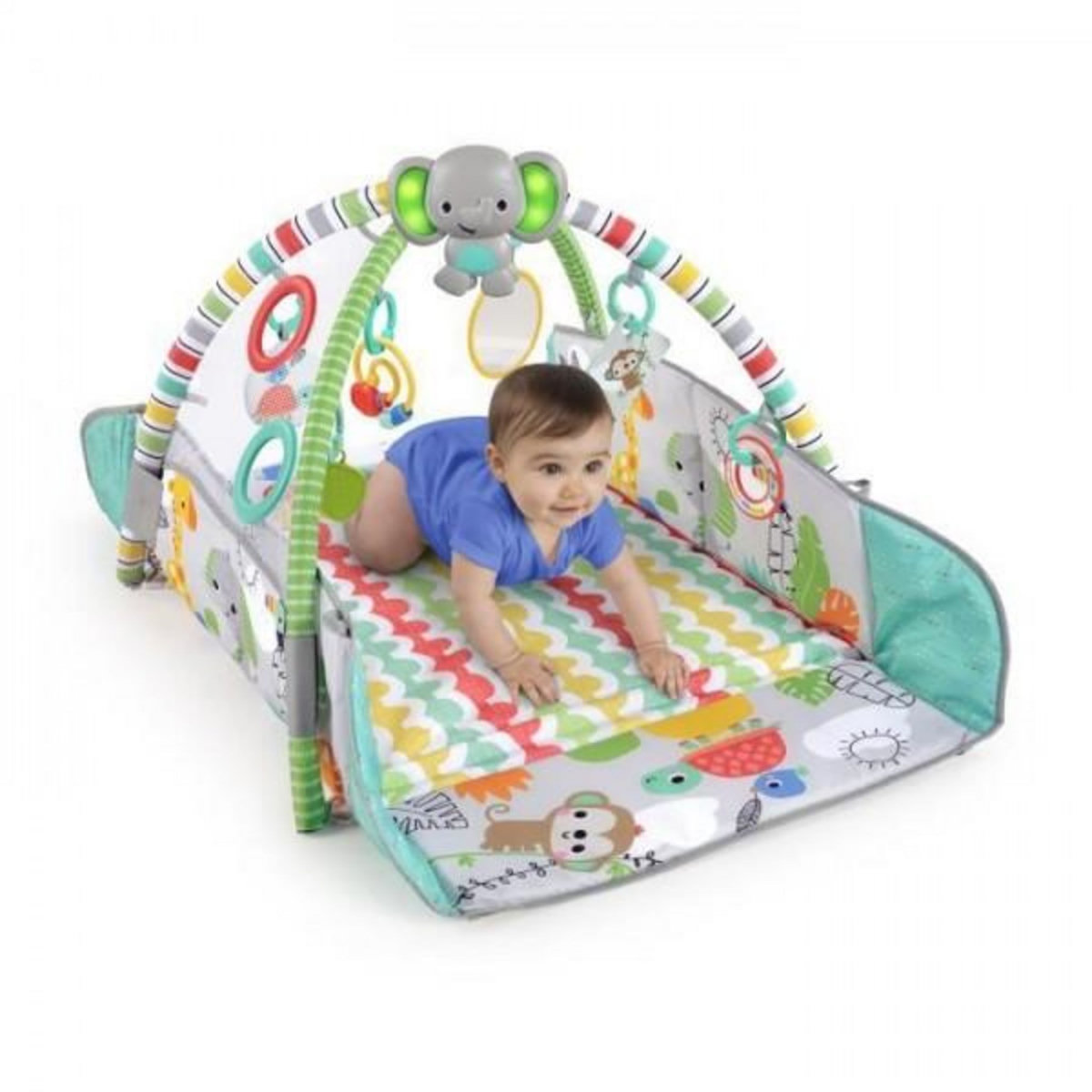 Bright Starts BRIGHT STARTS Tapis d'éveil maxi Monde Tropical, 5 modes de jeu - 40 balles - 7 jouets détachables
