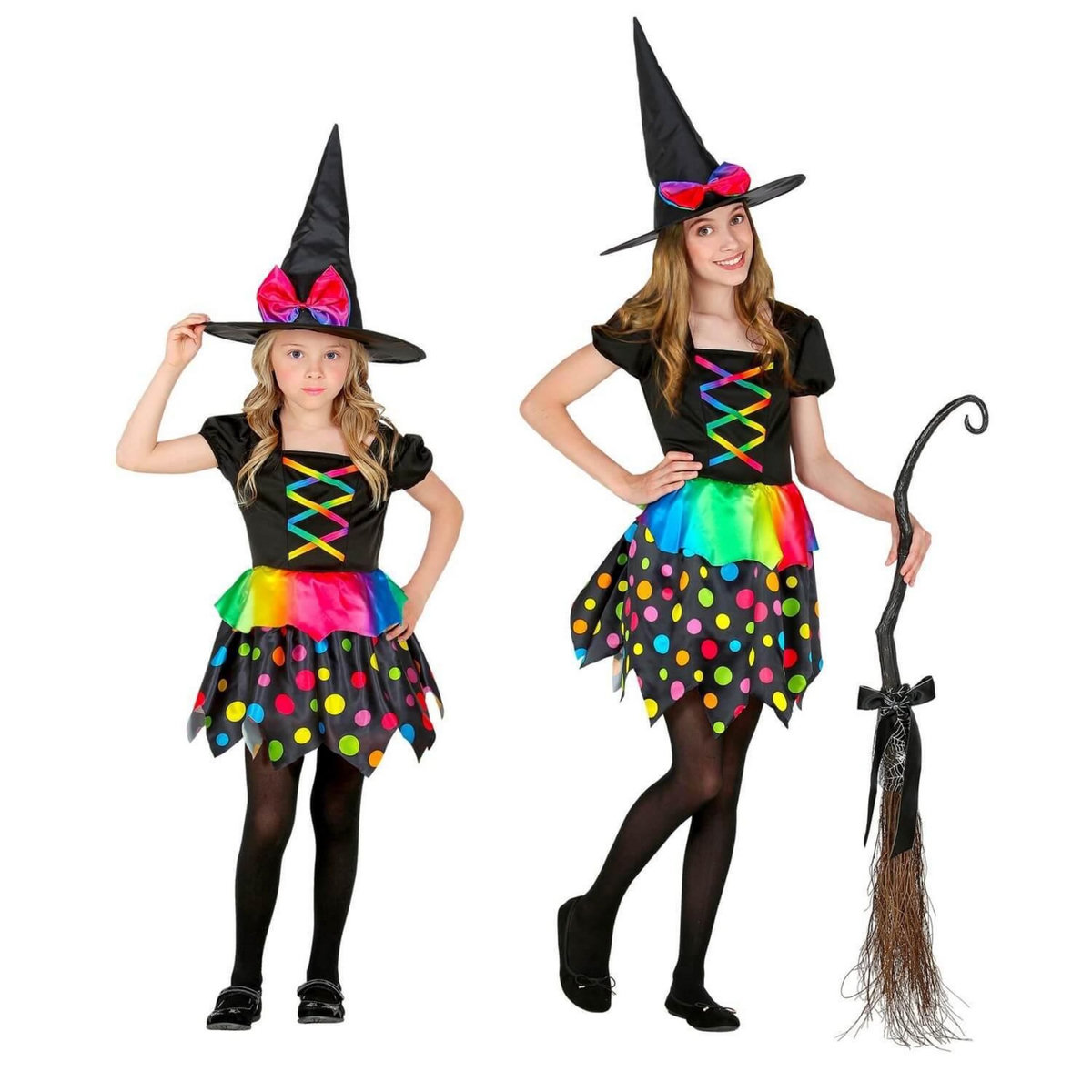 WIDMANN Déguisement sorcière coloré - Fille - 4/5 ans (104 à 110 cm)