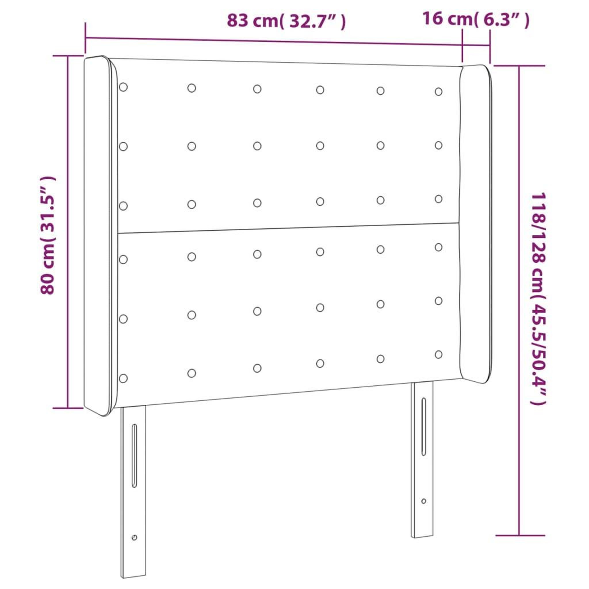 Voir la diapositive 6 : VIDAXL Tete de lit avec oreilles Gris fonce 83x16x118/128 cm Tissu