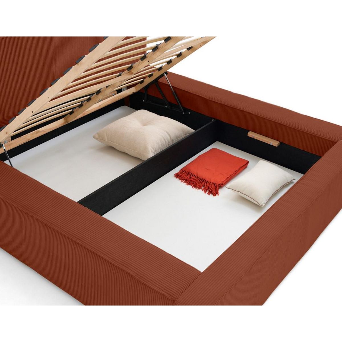 BEST MOBILIER Topaze - lit coffre - 160x200 cm - sommier inclus - velours côtelé