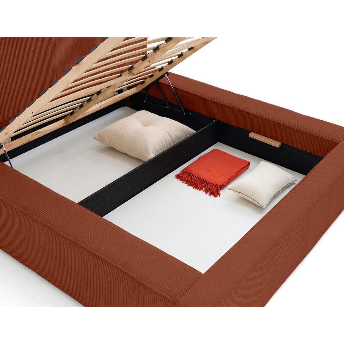 BEST MOBILIER Topaze - lit coffre - 160x200 cm - sommier inclus - velours côtelé