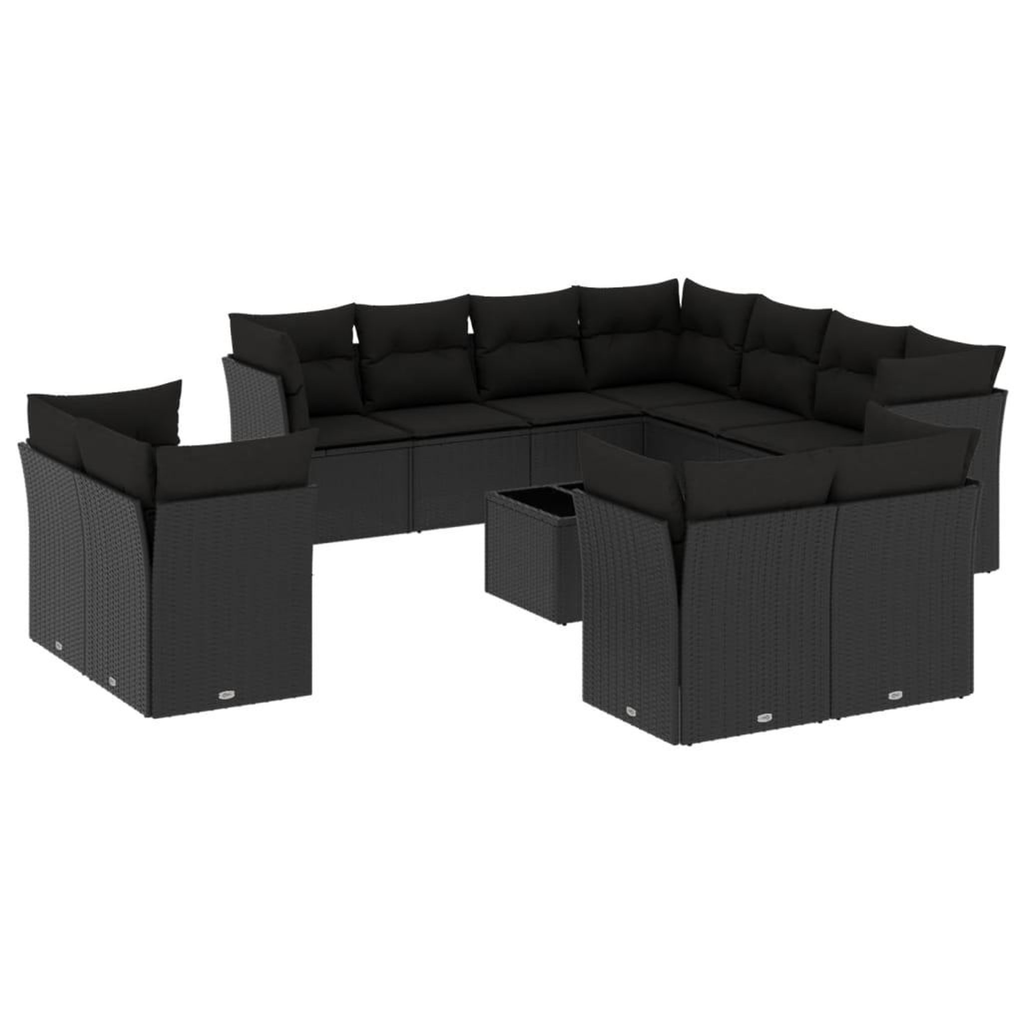 Voir la diapositive 2 : VIDAXL Salon de jardin 12 pcs avec coussins noir resine tressee
