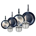 ELO Ensemble de 4 Poêles de cuisson 20, 24, 28 et 32 cm et 3 faitouts 12, 14 et 16 cm Elo Prima Brillant