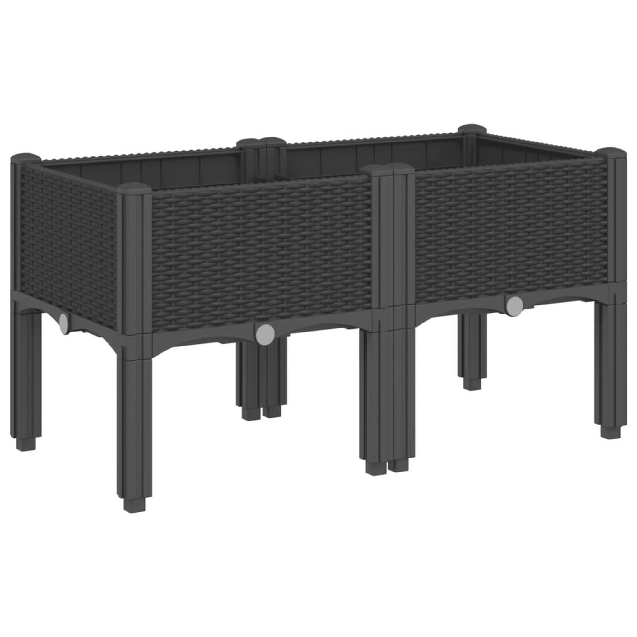 Voir la diapositive 2 : VIDAXL Jardiniere avec pieds noir 80x40x42 cm PP