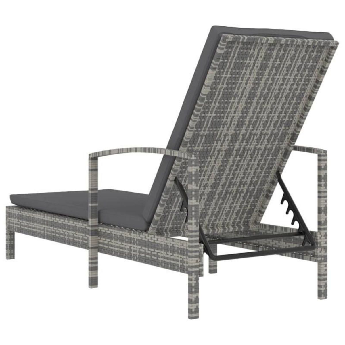 VIDAXL Chaise longue avec accoudoirs Résine tressée Gris