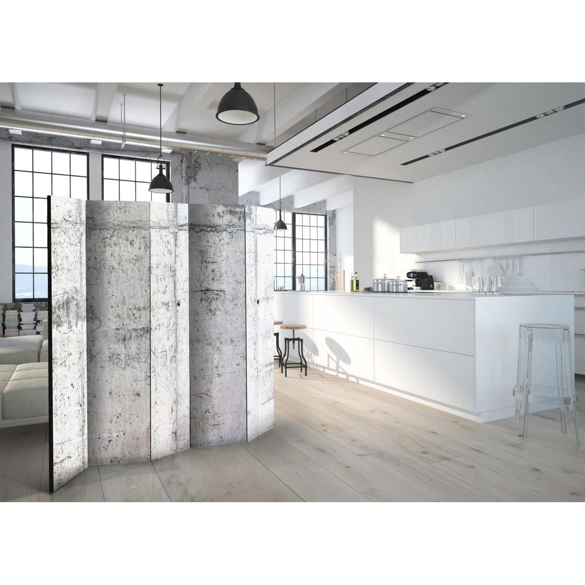 Voir la diapositive 2 : Paris Prix Paravent 5 volets  concrete wall  172x225cm