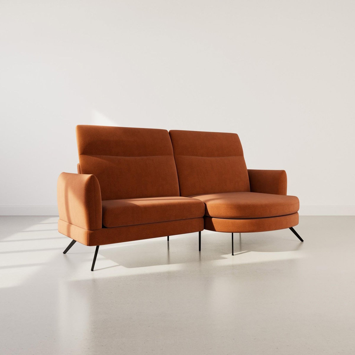 LISA DESIGN Terry - canapé d'angle droit 4 places avec têtières réglables en tissu texturé