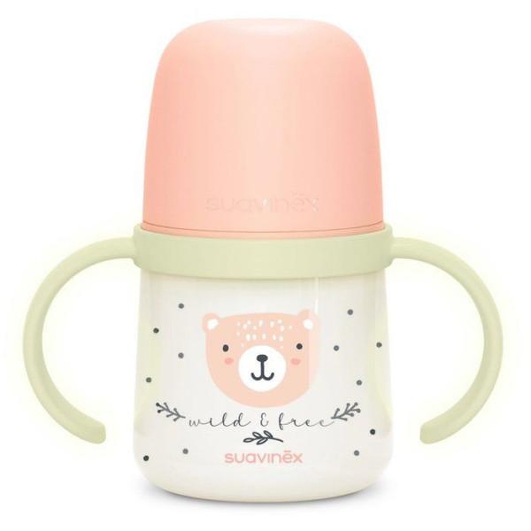 Voir la diapositive 4 : Suavinex Biberon avec anses - SUAVINEX - NIGHT&DAY WILD&FREE - 150 ml - 6 mois et plus - Rose