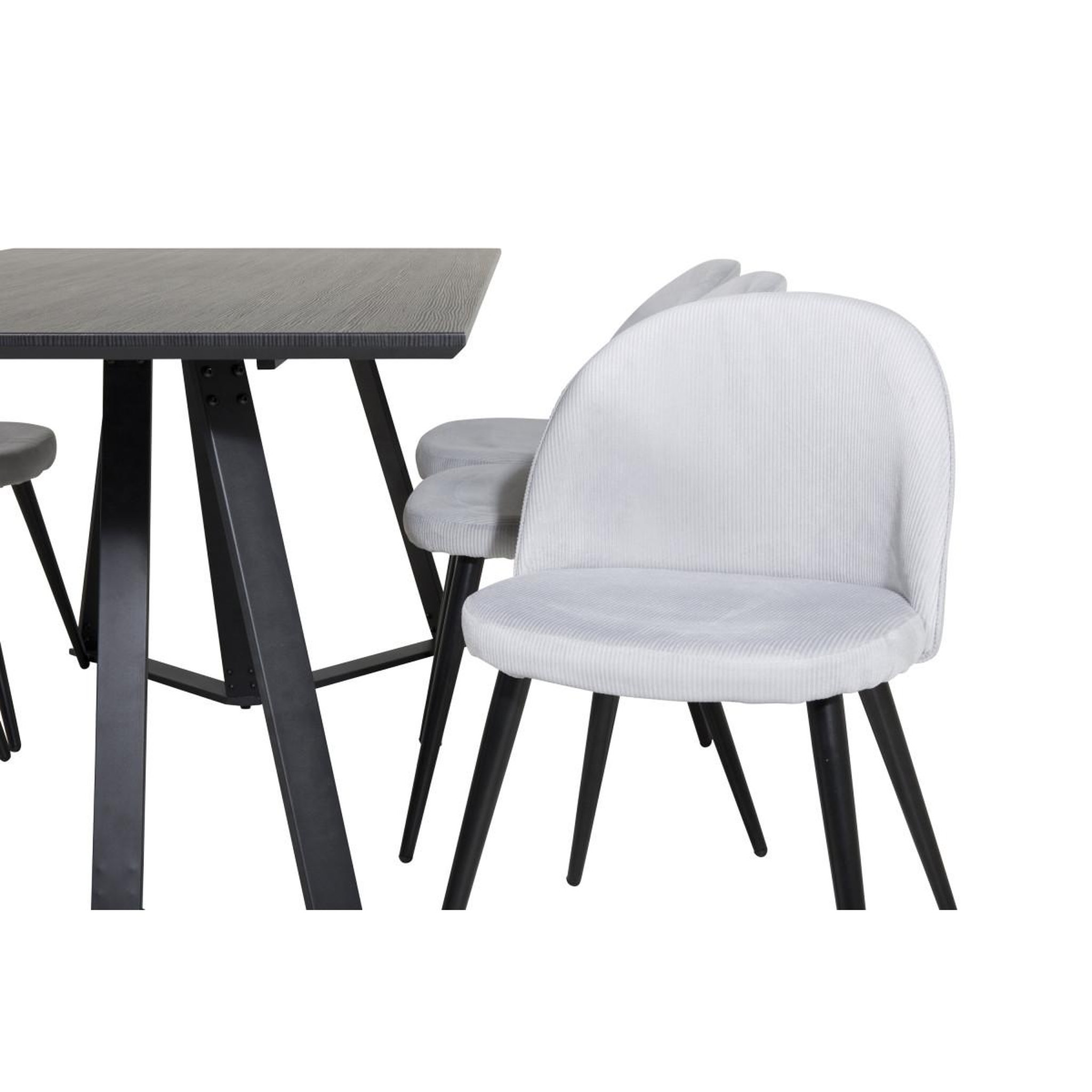 Voir la diapositive 3 : Paris Prix Ensemble table à manger & 6 chaises  marina & corduroy  180cm noir & gris