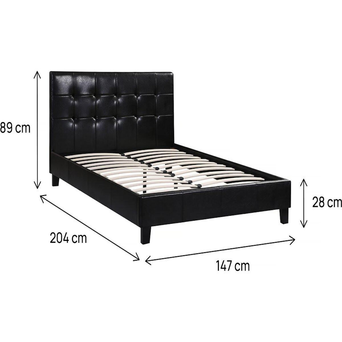 Habitat et Jardin Lit double en pvc  Julia  - 140 x 190 cm - Noir