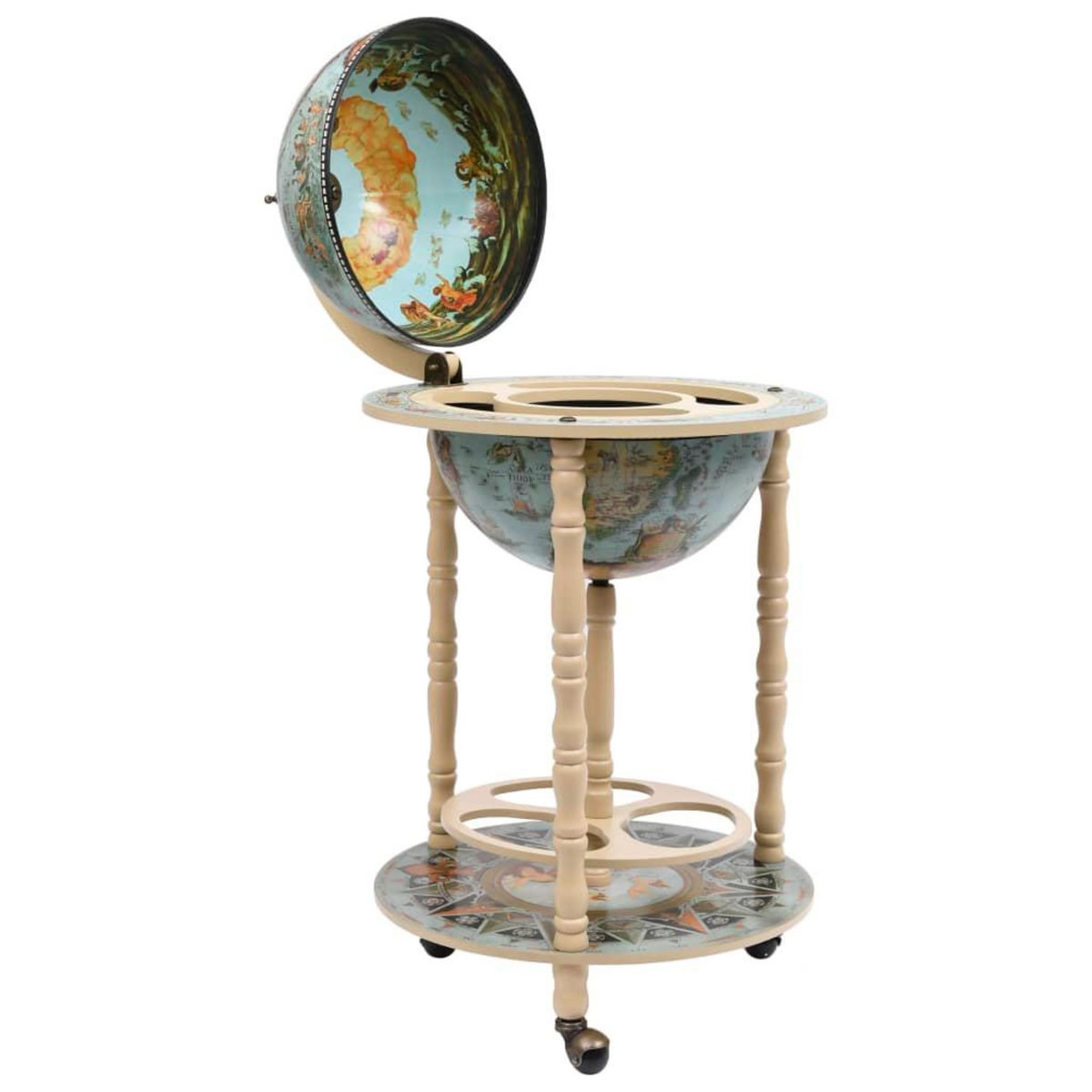 VIDAXL Bar sous forme de globe Bois d'eucalyptus Bleu