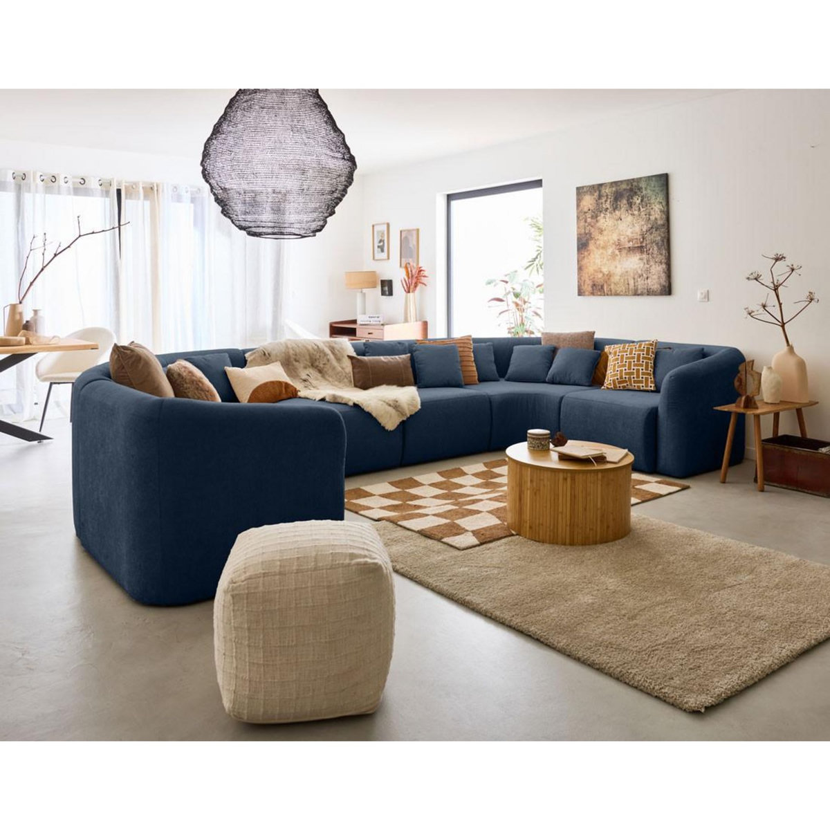 LISA DESIGN Ikare - module d'assise d'angle réversible - en tissu