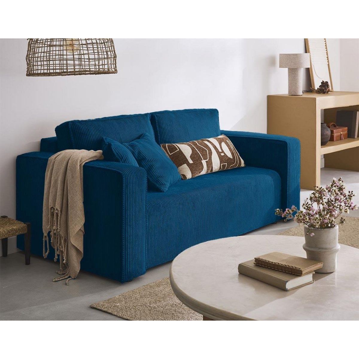 BEST MOBILIER Topaze - canapé droit 2 places - en velours côtelé