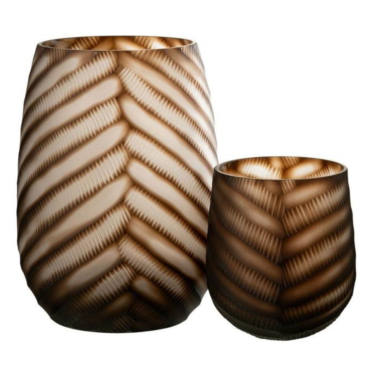 Paris Prix Vase Design Sculpté en Verre  César  17cm Marron