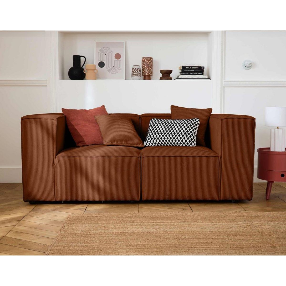 LISA DESIGN Arty - canapé modulable 2 places - en velours côtelé