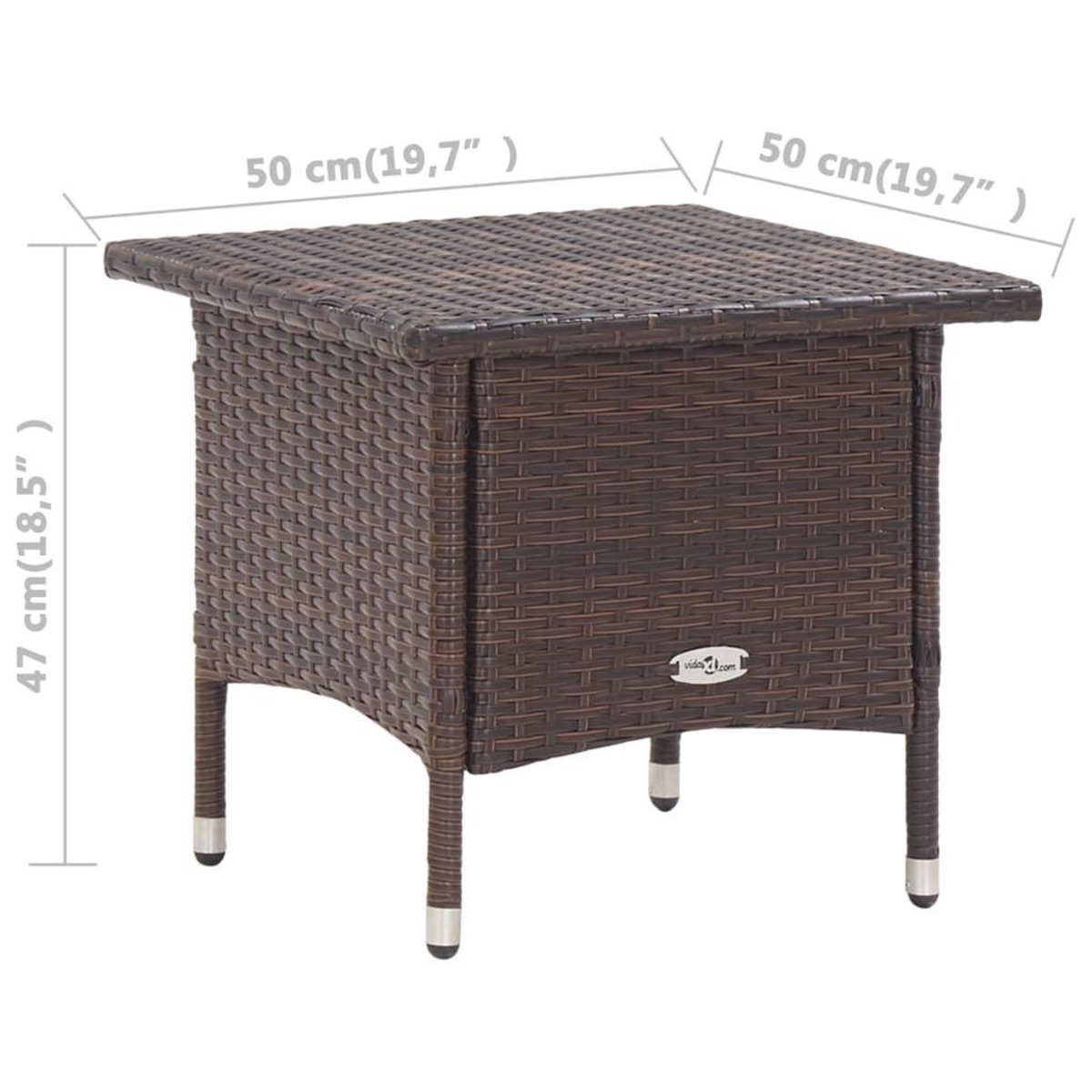 VIDAXL Table a the Marron 50x50x47 cm Resine tressee