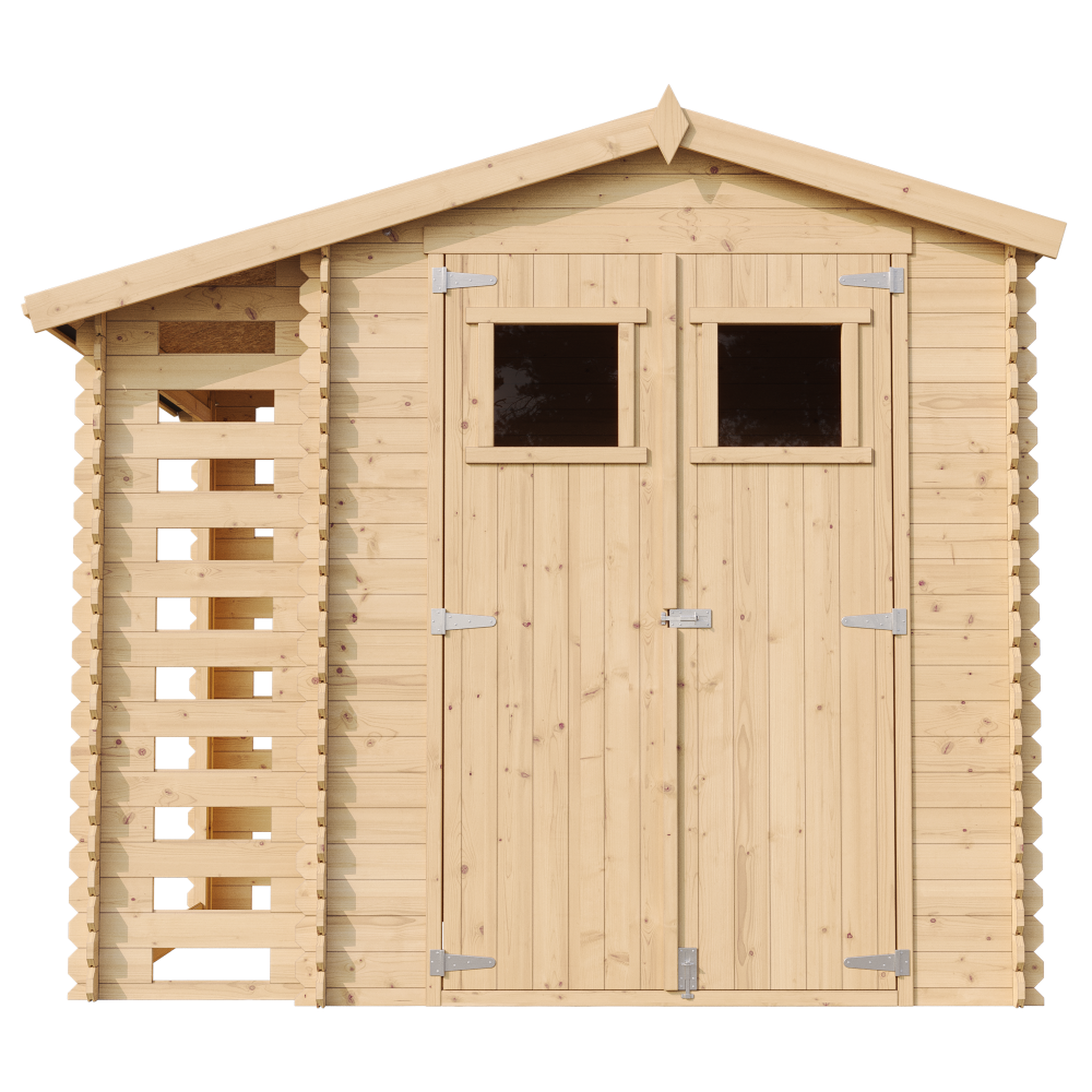 Voir la diapositive 2 : TIMBELA Abri de jardin en bois et range bûches extérieur avec sol traité - 3,53 + 0,97m2 m386+m386g