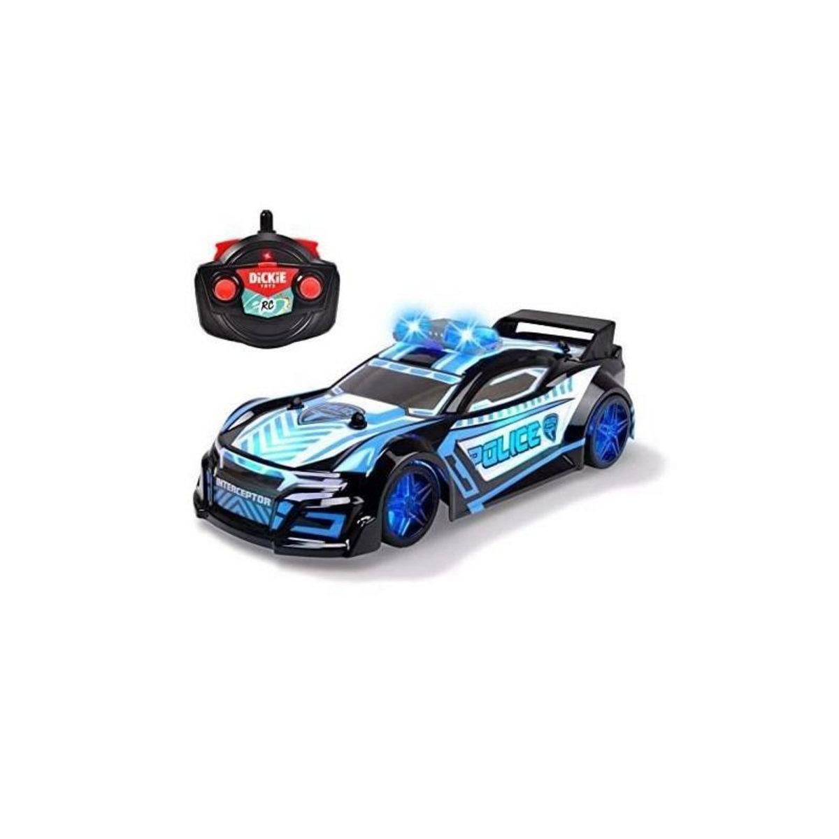 SIMBA.DICKIE.GROUP Dickie - Voiture de Police radiocommandée - 22cm - Fonctions complete de pilotage - Fonction son et lumiere